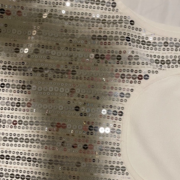 Ann Taylor Loft White and Silver sequin tank top xs - Picture 3 of 4